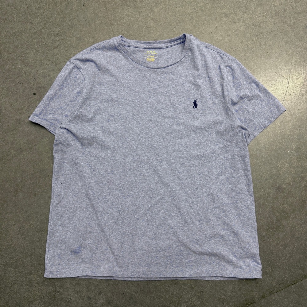 Polo Ralph Lauren Mens Large Blue Heathered Short Sleeve Crewneck T-Shirt Pony